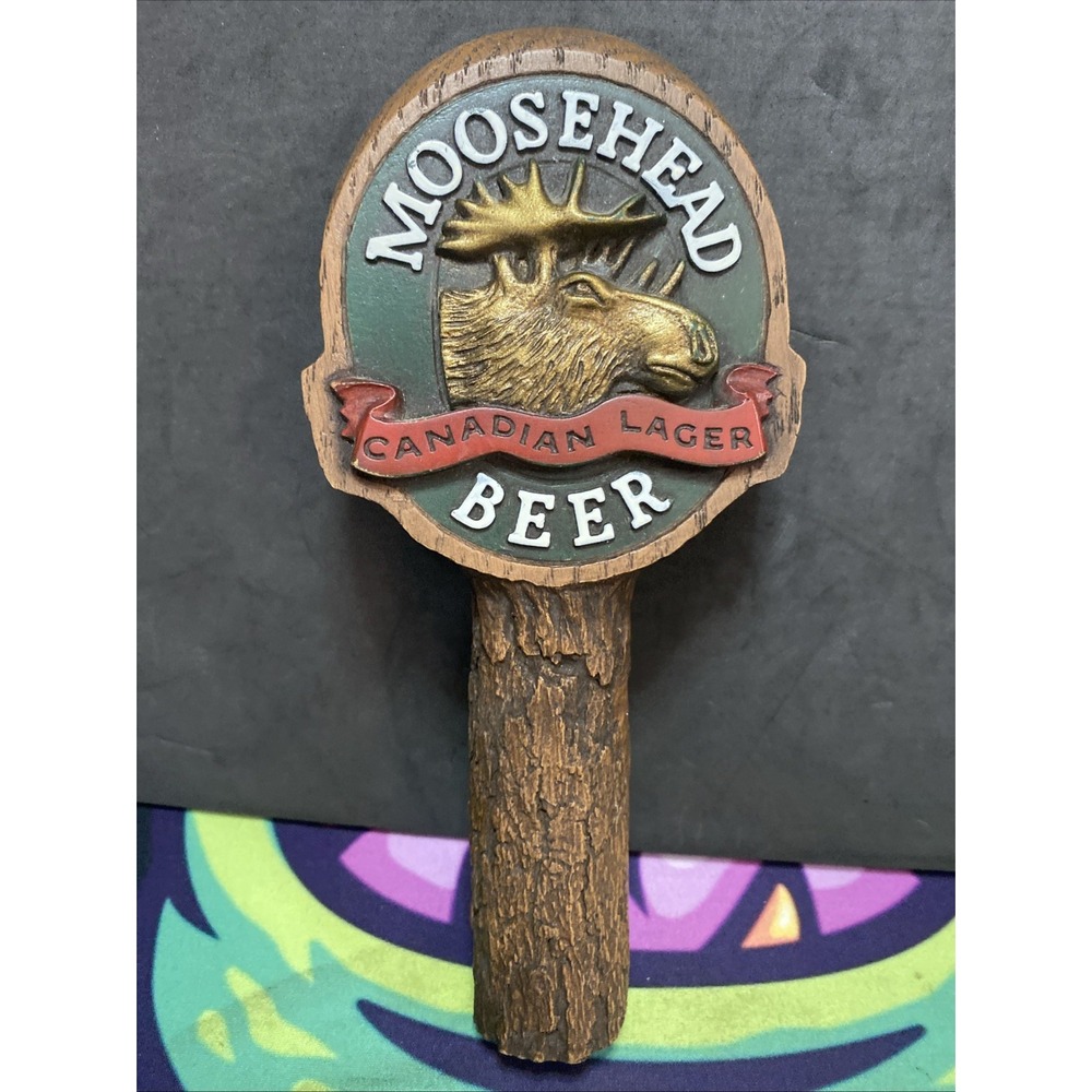 Vintage Moosehead beer tap handle "Wood  Bark Design" 7"